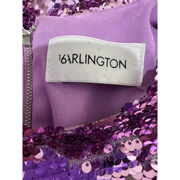 16Arlington Lilac Purple Draped Sequined Mesh Crepe Cocktail Party Mini Dress - Picture 13 of 16